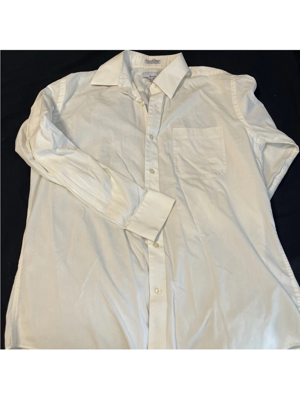 Modena Solid Off White Classic Long Sleeve Dress Button Up Shirt Men's 16 32/33